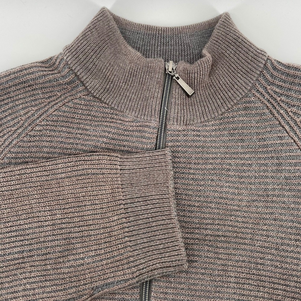 Joseph Abboud Men's XXL Merino Wool Full Zip Cardigan Sweater Taupe Brown NEW